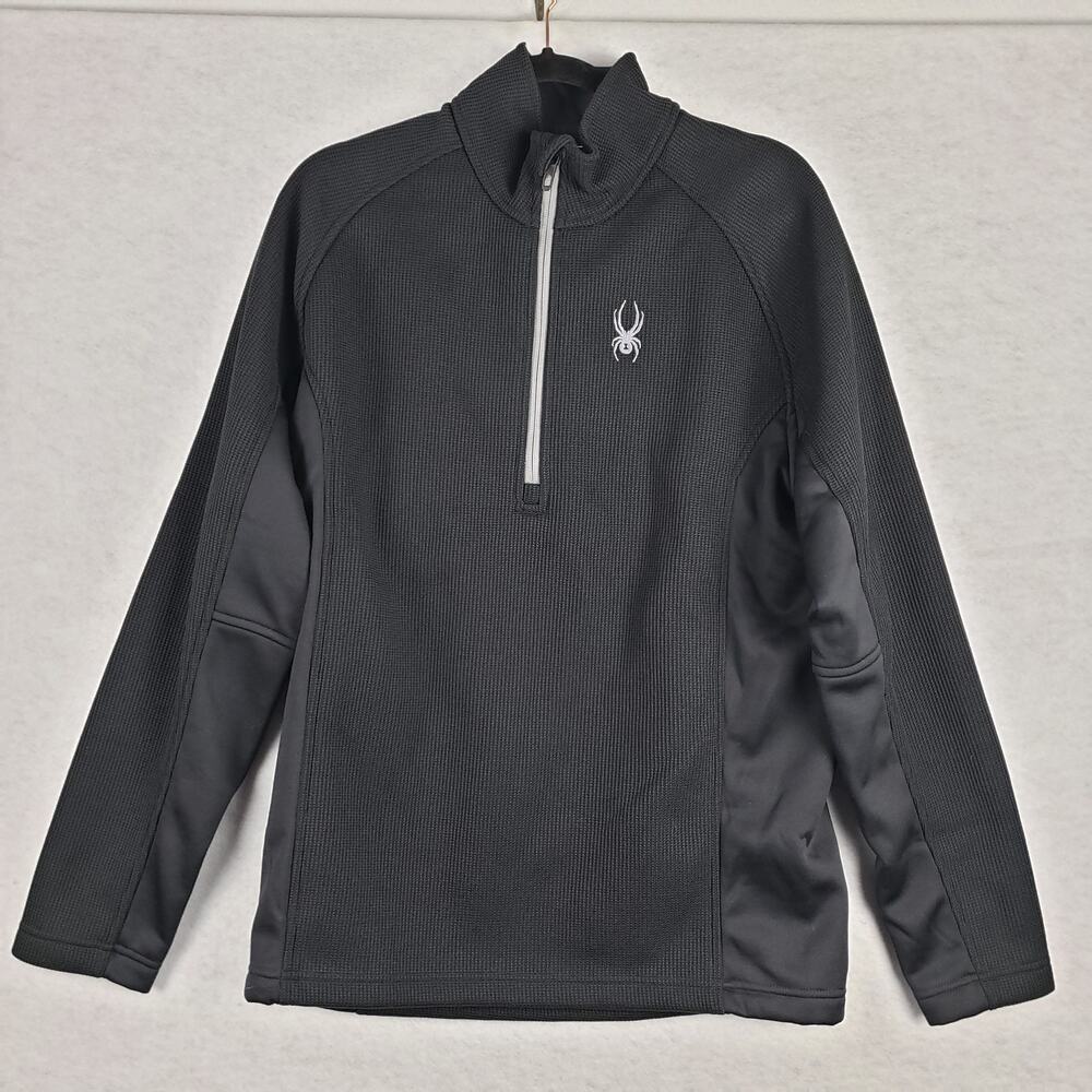 Spyder Mens L Outbound 1/2 Zip Pullover Sweater Black Mid Weight Sporty Gorpcore
